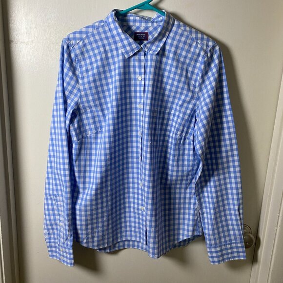 UNTUCKit Tops - UNTUCKit Womens Blue Gingham Button Down Shirt Size 12